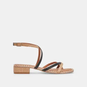 BRINN SANDALS BLACK NATURAL RAFFIA