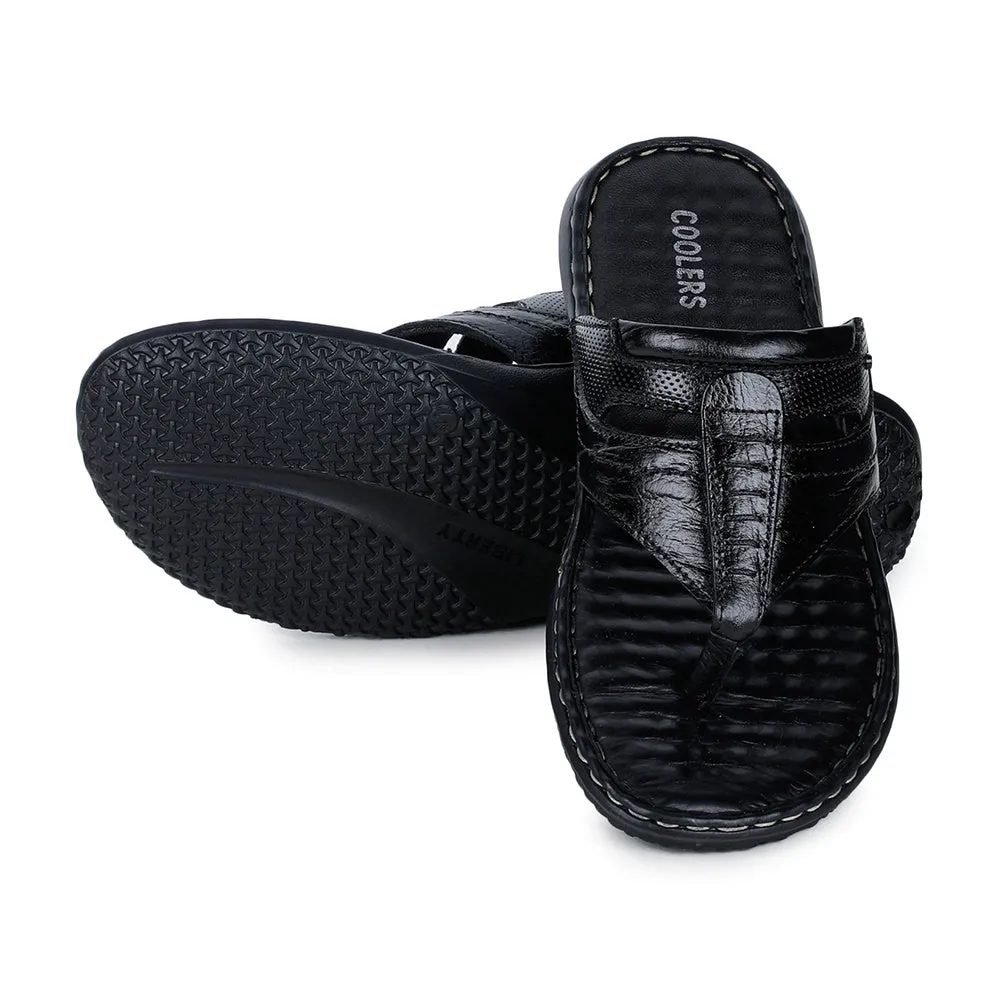 Coolers By Liberty DTL-3 Casual Black Slippers & Flip-Flop For Men