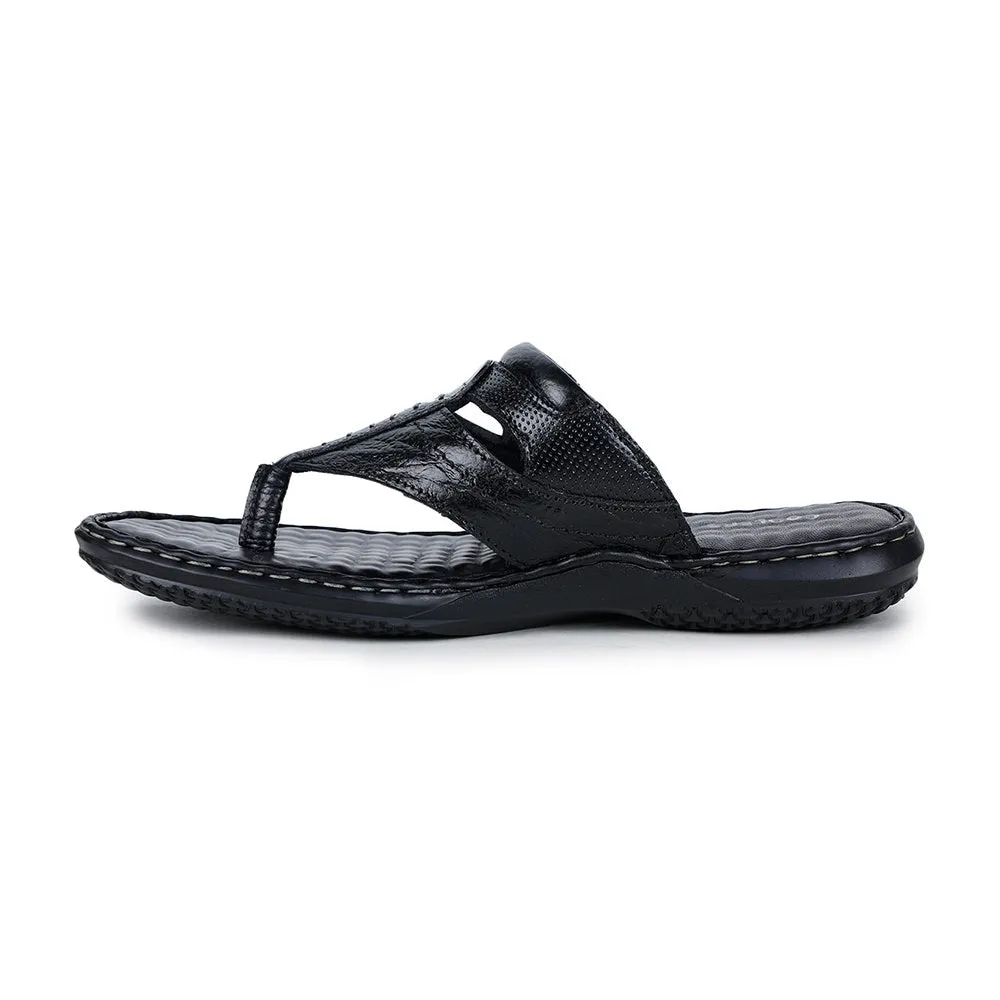 Coolers By Liberty DTL-3 Casual Black Slippers & Flip-Flop For Men