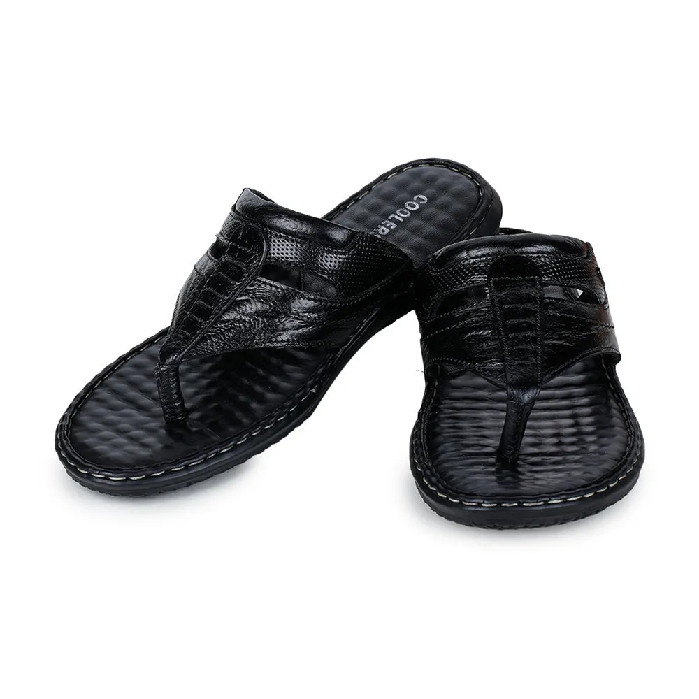 Coolers By Liberty DTL-3 Casual Black Slippers & Flip-Flop For Men