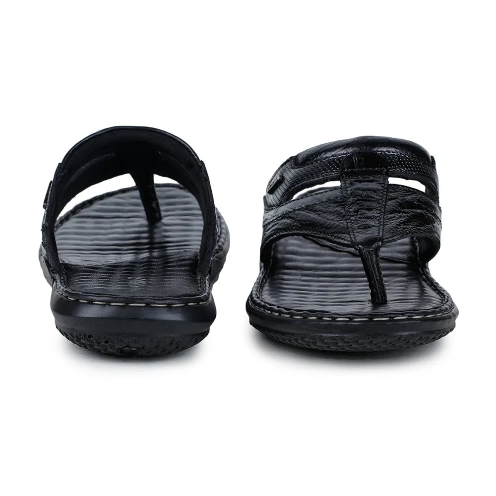 Coolers By Liberty DTL-3 Casual Black Slippers & Flip-Flop For Men