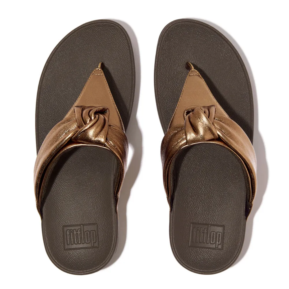 Fit Flop Lulu Padded Knot Metallic Toe Post Sandals Bronze כפכפי פיט פלופ