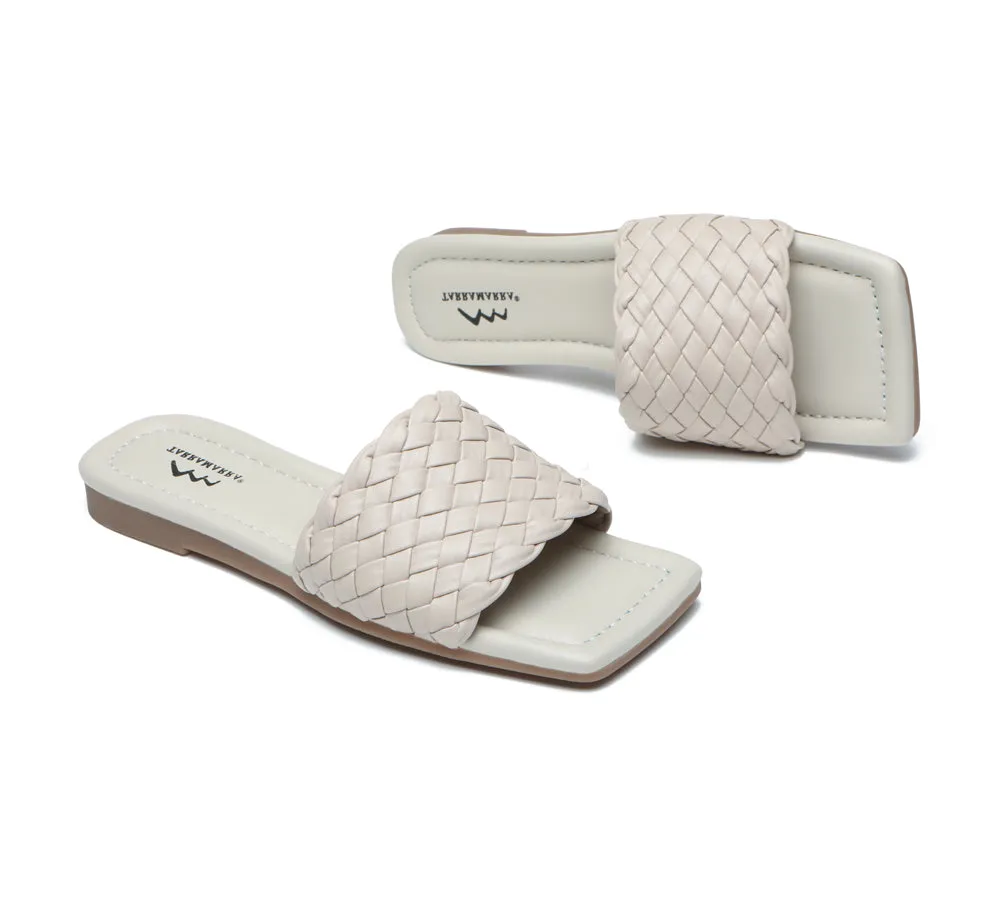 Open Square Toe Woven Flat Sandals Women Taunia